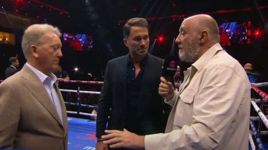 "Victory at 30,000 Feet: Frank Warren Mocks Eddie Hearn After Riyadh Clean Sweep"